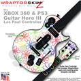 Kearas Flowers on White WraptorSkinz  Skin fits XBOX 360 & PS3 Guitar Hero III Les Paul Controller (GUITAR NOT INCLUDED)