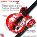 Big Kiss Lips White on Red WraptorSkinz  Skin fits XBOX 360 & PS3 Guitar Hero III Les Paul Controller (GUITAR NOT INCLUDED)