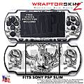 Chrome Skulls on White WraptorSkinz  Decal Style Skin fits Sony PSP Slim (PSP 2000)