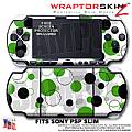 Lots of Dots Green on White WraptorSkinz ™ Decal Style Skin fits Sony PSP Slim (PSP 2000)