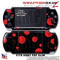 Lots of Dots Red on Black WraptorSkinz ™ Decal Style Skin fits Sony PSP Slim (PSP 2000)