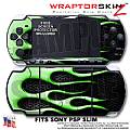 Metal Flames Green WraptorSkinz ™ Decal Style Skin fits Sony PSP Slim (PSP 2000)