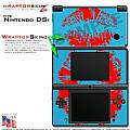 Nintendo DSi Skin - Big Kiss Lips Red on Blue Skin Kit