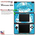 Nintendo DSi Skin - Big Kiss Lips White on Blue Skin Kit