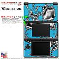 Nintendo DSi Skin - Chrome Skulls on Blue Skin Kit