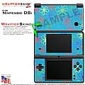 Nintendo DSi Skin - Kearas Flowers on Blue Skin Kit