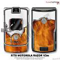 Motorola Razor (Razr) V3m Skin Chrome Drip On Fire WraptorSkinz Kit by TuneTattooz