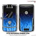 Motorola Razor (Razr) V3m Skin Fire Blue On Black WraptorSkinz Kit by TuneTattooz