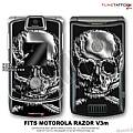 Motorola Razor (Razr) V3m Skin Chrome Skull WraptorSkinz Kit by TuneTattooz