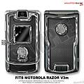 Motorola Razor (Razr) V3m Skin Carbon Fiber and Chrome WraptorSkinz Kit by TuneTattooz