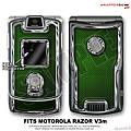 Motorola Razor (Razr) V3m Skin Carbon Fiber Green and Chrome WraptorSkinz Kit by TuneTattooz