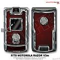 Motorola Razor (Razr) V3m Skin Carbon Fiber Red and Chrome WraptorSkinz Kit by TuneTattooz