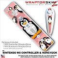 Wii Remote Controller (wiiMote) Skins Penguins On Pink - WraptorSkinz by TuneTattooz