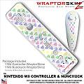 Wii Remote Controller (wiiMote) Skins Pastel Hearts On White - WraptorSkinz by TuneTattooz