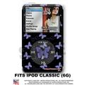 iPod Classic Skin - Pastel Butterfly Blue on Black - WraptorSkin Kit