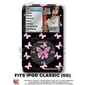 iPod Classic Skin - Pastel Butterfly Pink on Black - WraptorSkin Kit