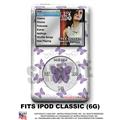 iPod Classic Skin - Pastel Butterfly Purple on White - WraptorSkin Kit