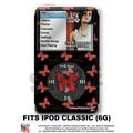 iPod Classic Skin - Pastel Butterfly Red on Black - WraptorSkin Kit