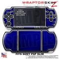 Carbon Fiber Blue and Chrome WraptorSkinz  Decal Style Skin fits Sony PSP Slim (PSP 2000)