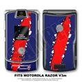 Motorola Razor (Razr) V3m Skin Ripped Blue and Red WraptorSkinz Kit by TuneTattooz