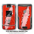 Motorola Razor (Razr) V3m Skin Ripped Red and Pink WraptorSkinz Kit by TuneTattooz