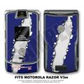 Motorola Razor (Razr) V3m Skin Ripped Blue and Gray WraptorSkinz Kit by TuneTattooz