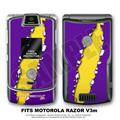 Motorola Razor (Razr) V3m Skin Ripped Purple and Yellow WraptorSkinz Kit by TuneTattooz