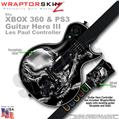 Chrome Skulls on Black WraptorSkinz  Skin fits XBOX 360 & PS3 Guitar Hero III Les Paul Controller (GUITAR NOT INCLUDED)