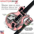 Chrome Skulls on Pink WraptorSkinz  Skin fits XBOX 360 & PS3 Guitar Hero III Les Paul Controller (GUITAR NOT INCLUDED)