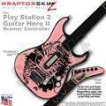 PS2 Guitar Hero II Kramer Big Kiss Lips Black on Pink Faceplate Skin