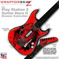 PS2 Guitar Hero II Kramer Big Kiss Lips Black on Red Faceplate Skin