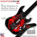 PS2 Guitar Hero II Kramer Big Kiss Lips Red on Black Faceplate Skin