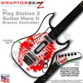 PS2 Guitar Hero II Kramer Big Kiss Lips Red on White Faceplate Skin