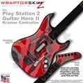 PS2 Guitar Hero II Kramer Camouflage Red Faceplate Skin
