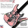 PS2 Guitar Hero II Kramer Chrome Skull on Pink Faceplate Skin