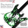 PS2 Guitar Hero II Kramer Radioactive Green Faceplate Skin