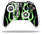 WraptorSkinz Decal Skin Wrap Set works with 2016 and newer XBOX One S / X Controller Metal Flames Green (CONTROLLER NOT INCLUDED)