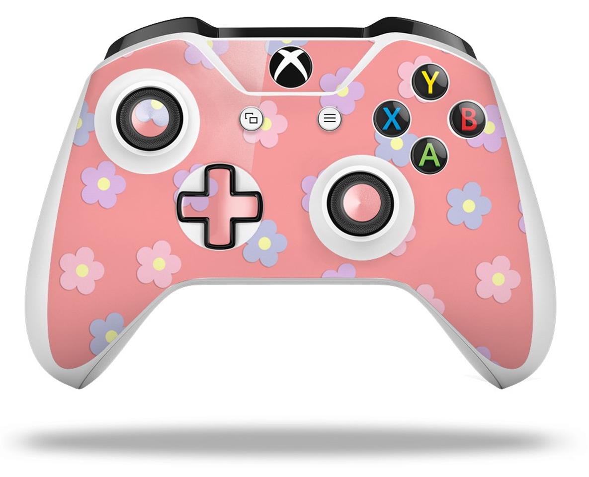 XBOX One S and One X Wireless Controller Skins Pastel Flowers on Pink