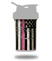 Skin Decal Wrap works with Blender Bottle ProStak 22oz Painted Faded and Cracked Pink Line USA American Flag (BOTTLE NOT INCLUDED)