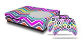 WraptorSkinz Decal Skin Wrap Set works with 2016 and newer XBOX One S Console and 2 Controllers Zig Zag Colors 04