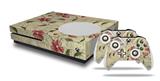WraptorSkinz Decal Skin Wrap Set works with 2016 and newer XBOX One S Console and 2 Controllers Flowers and Berries Red