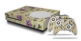 WraptorSkinz Decal Skin Wrap Set works with 2016 and newer XBOX One S Console and 2 Controllers Flowers and Berries Purple