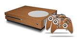 WraptorSkinz Decal Skin Wrap Set works with 2016 and newer XBOX One S Console and 2 Controllers Wood Grain - Oak 02