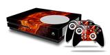 WraptorSkinz Decal Skin Wrap Set works with 2016 and newer XBOX One S Console and 2 Controllers Flaming Fire Skull Orange