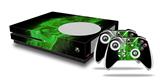 WraptorSkinz Decal Skin Wrap Set works with 2016 and newer XBOX One S Console and 2 Controllers Flaming Fire Skull Green
