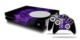 WraptorSkinz Decal Skin Wrap Set works with 2016 and newer XBOX One S Console and 2 Controllers Flaming Fire Skull Purple
