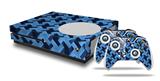 WraptorSkinz Decal Skin Wrap Set works with 2016 and newer XBOX One S Console and 2 Controllers Retro Houndstooth Blue