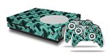 WraptorSkinz Decal Skin Wrap Set works with 2016 and newer XBOX One S Console and 2 Controllers Retro Houndstooth Seafoam Green