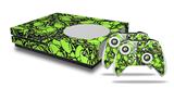 WraptorSkinz Decal Skin Wrap Set works with 2016 and newer XBOX One S Console and 2 Controllers Scattered Skulls Neon Green