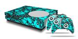 WraptorSkinz Decal Skin Wrap Set works with 2016 and newer XBOX One S Console and 2 Controllers Scattered Skulls Neon Teal